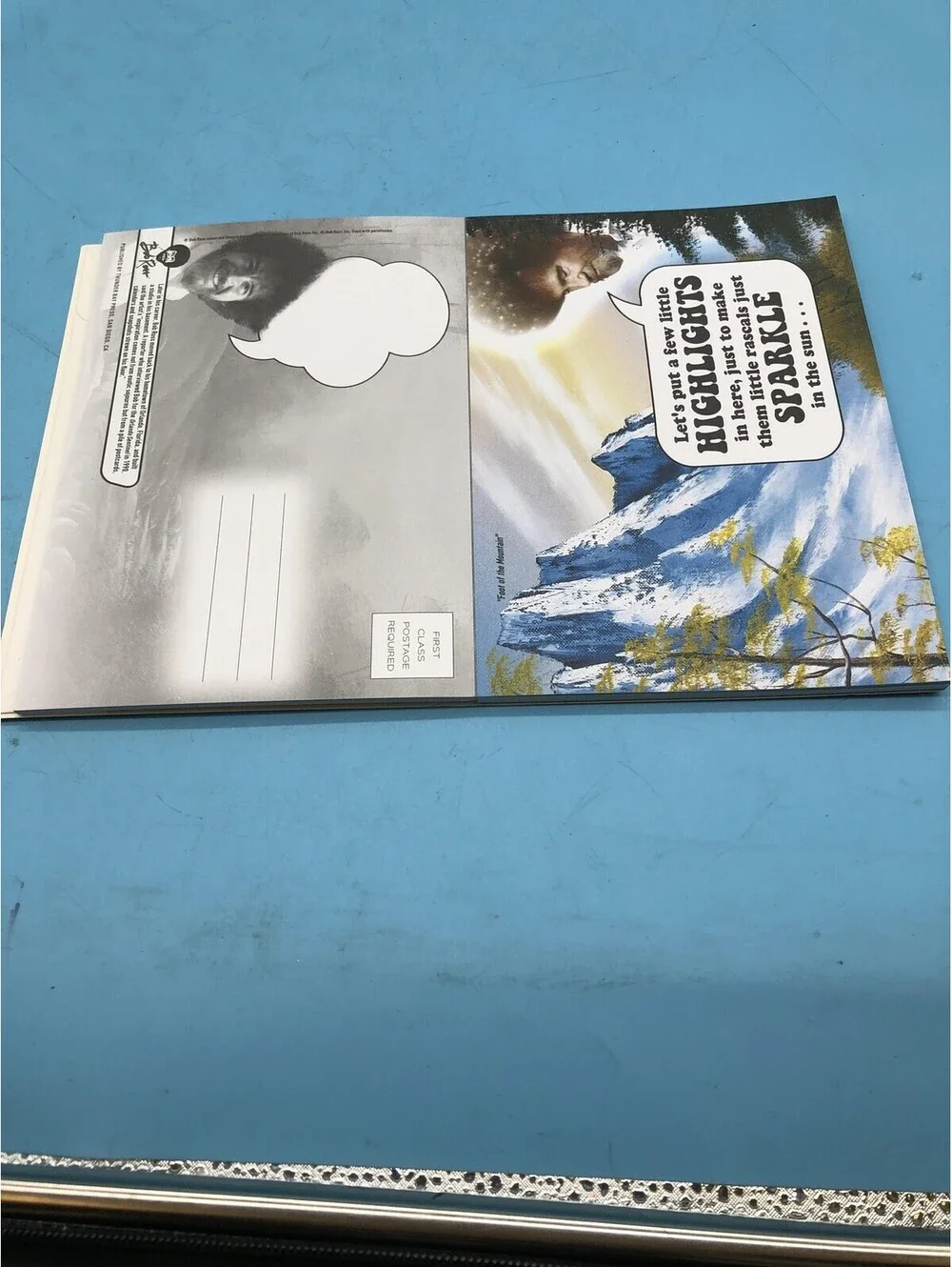 Bob Ross Quote Cards Greeting Card Book Multicolor 20 Postcards Puffy Stickers